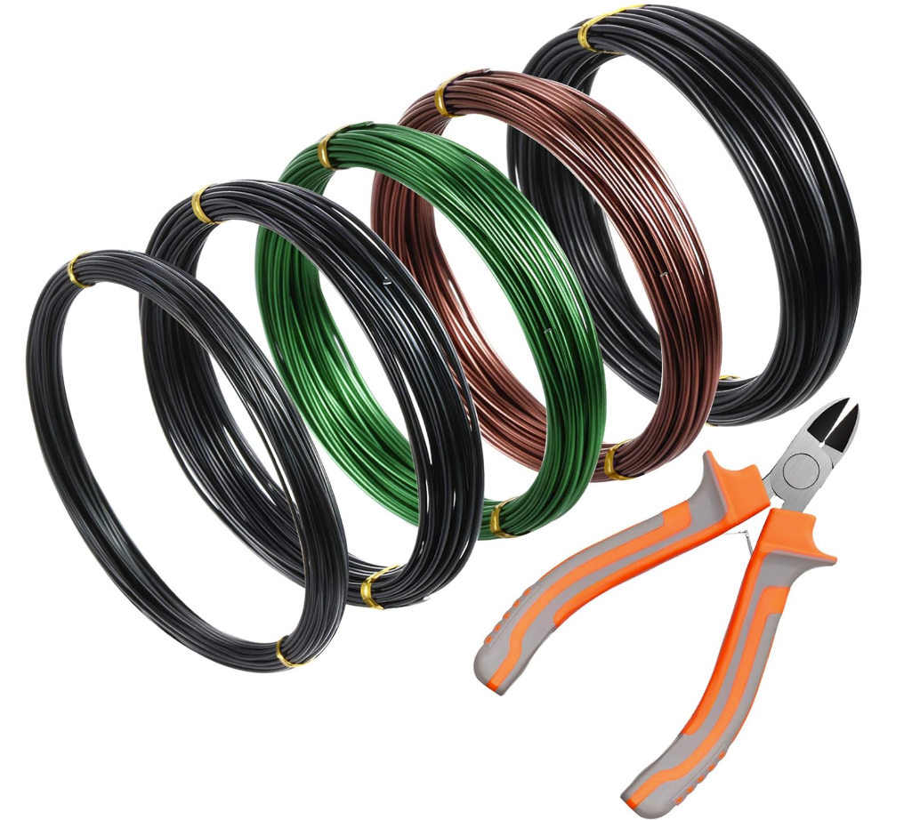 Rolls of bonsai training wire and side-cutter